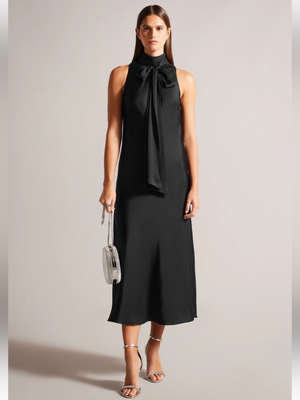 Ted Baker Llauraa Black Satin Midi Dress